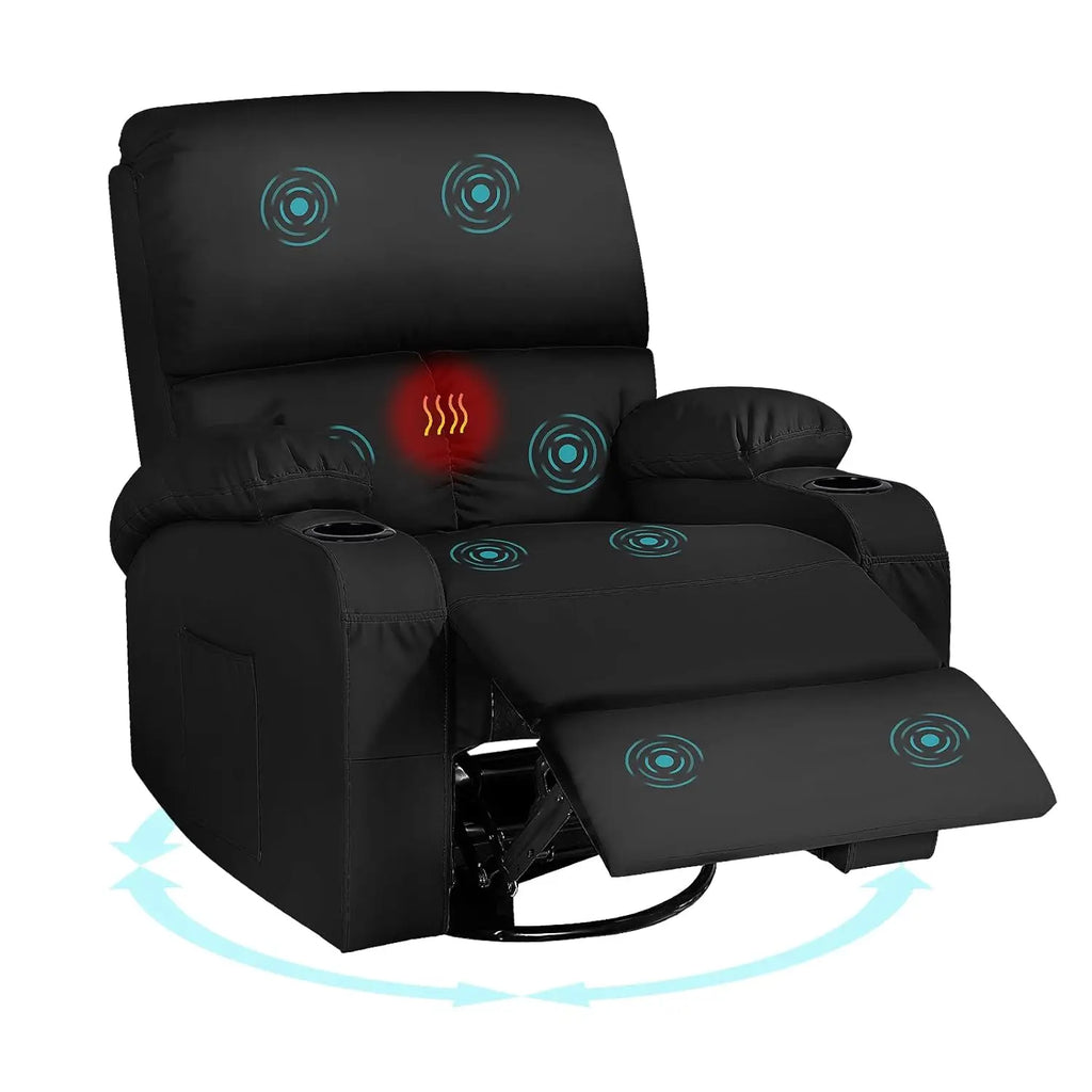 Rocking Recliner Chair, Massage Rocker Recliner Chair with Vibration Massage and Heat, USB and Type-C Ports,360°, Customized