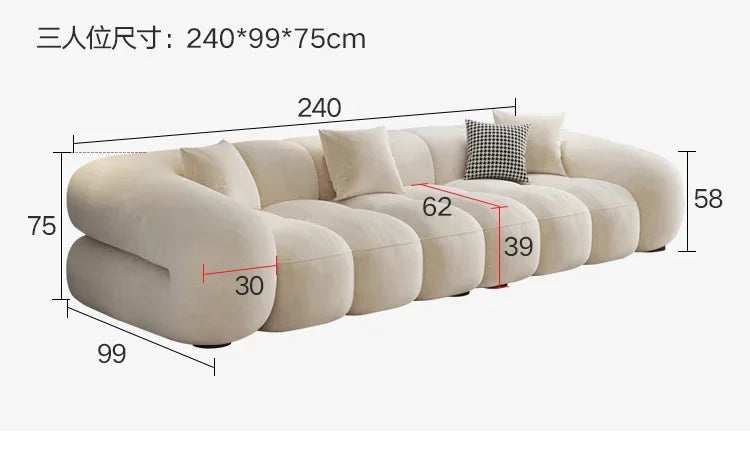 Living Room Modern Simple Straight Cotton Candy Skin Feeling Velvet Sofa Puff Retro11