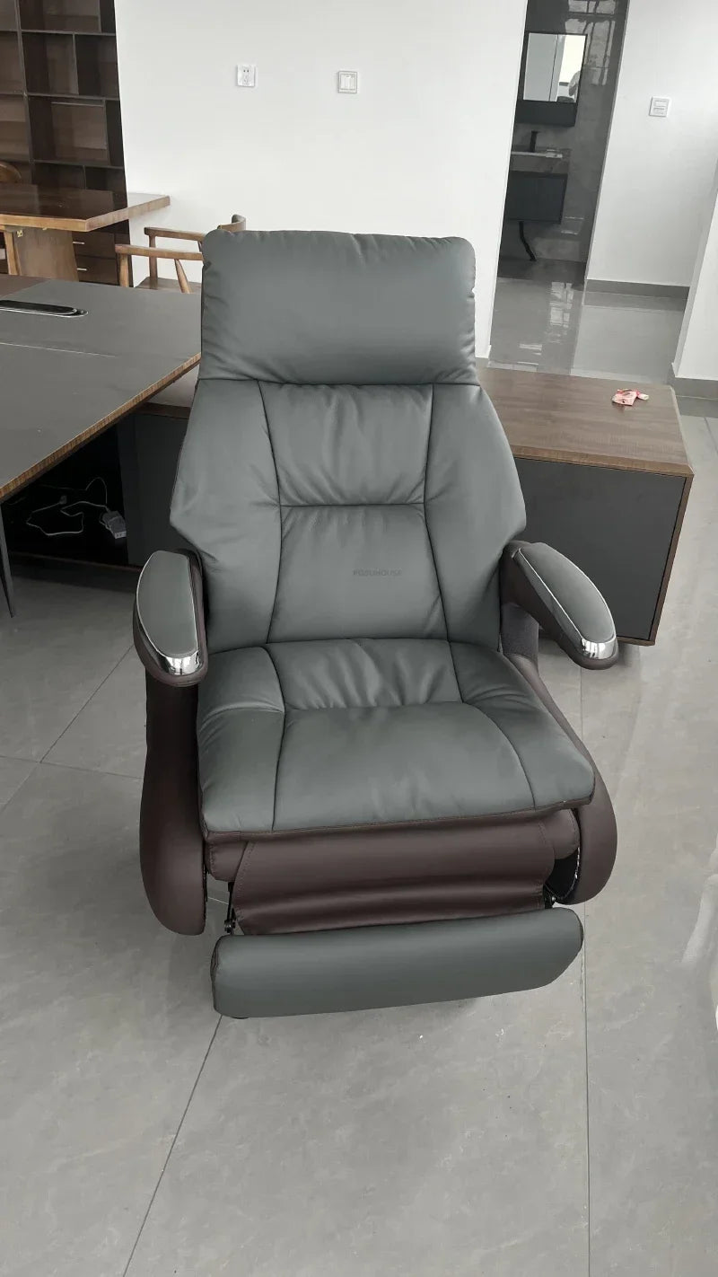 Nordic Designer Leather Boss Office Chairs Comfortable Leather Back Computer Chairs Lunch Break Gaming Chairs office Furniture A