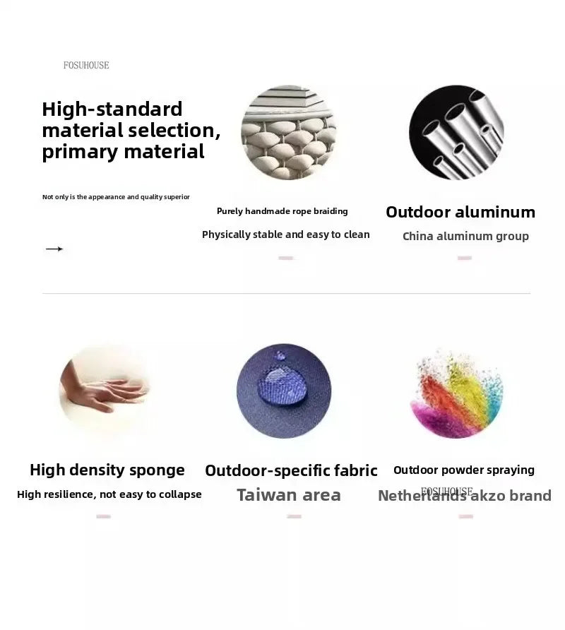 Aluminum Alloy Sofa Set Outdoor Modern Villa Courtyard Rope Weaving Garden Patio Furniture Weather Resistant Nordic Design