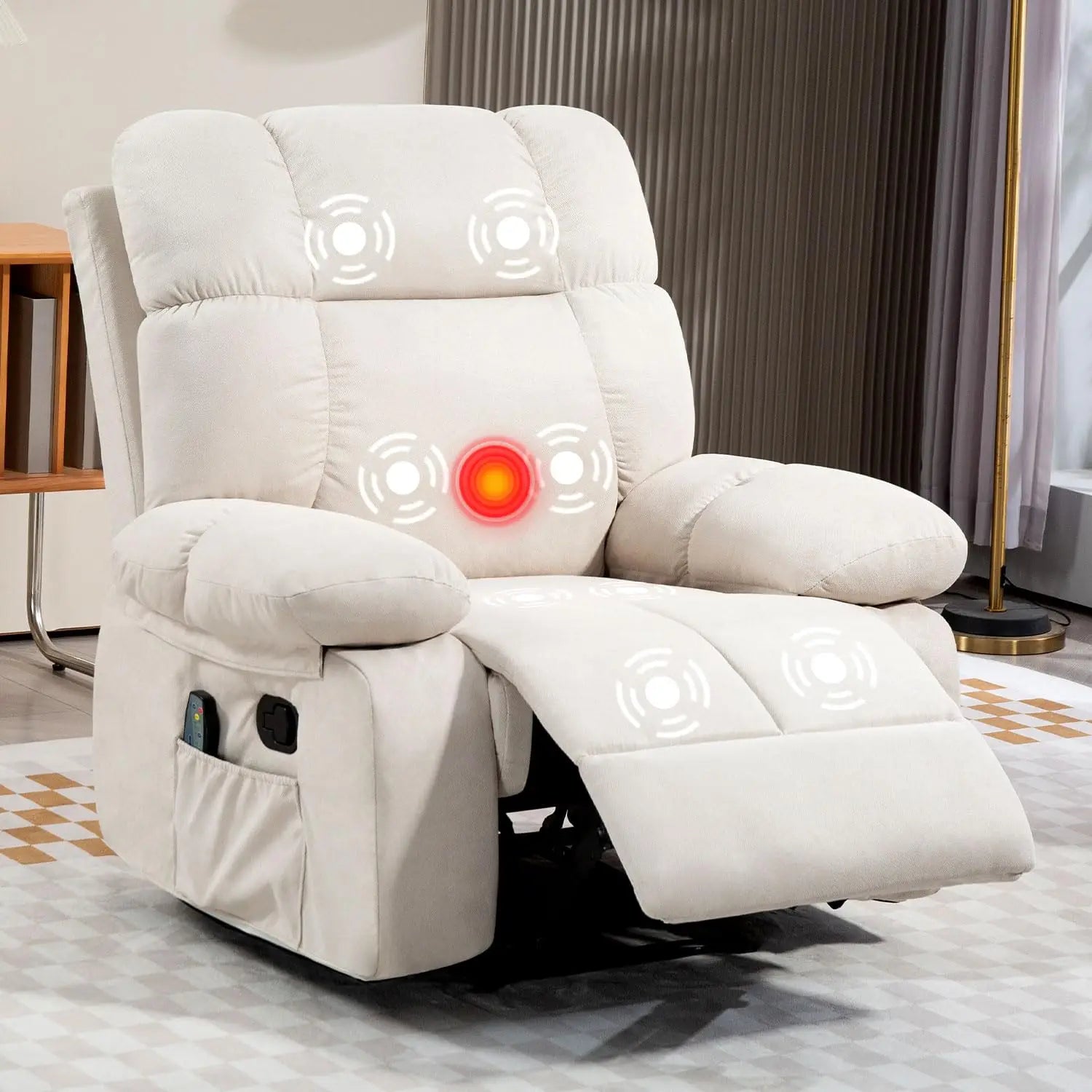 Recliner Chairs with Massage and Heat,Manual Recliner with Side Pockets, Reclining Chairs with Comfortable Arms and, Customized