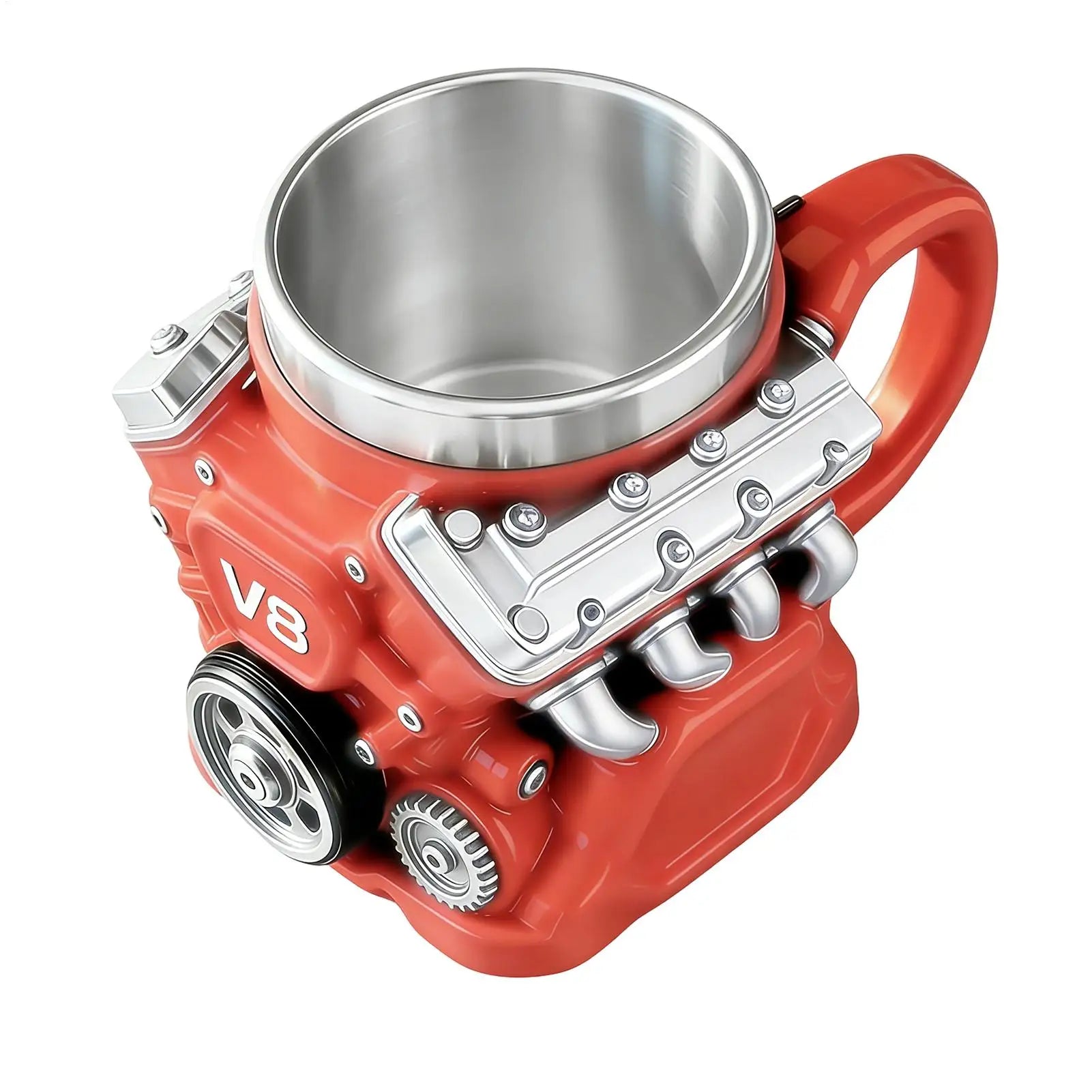 V8 Engines Stainless Steel Coffee Mug Funny V8 Car Engine Design Mug Coffee Cup Cocktail Mug Tea Cup For Car Enthusiasts
