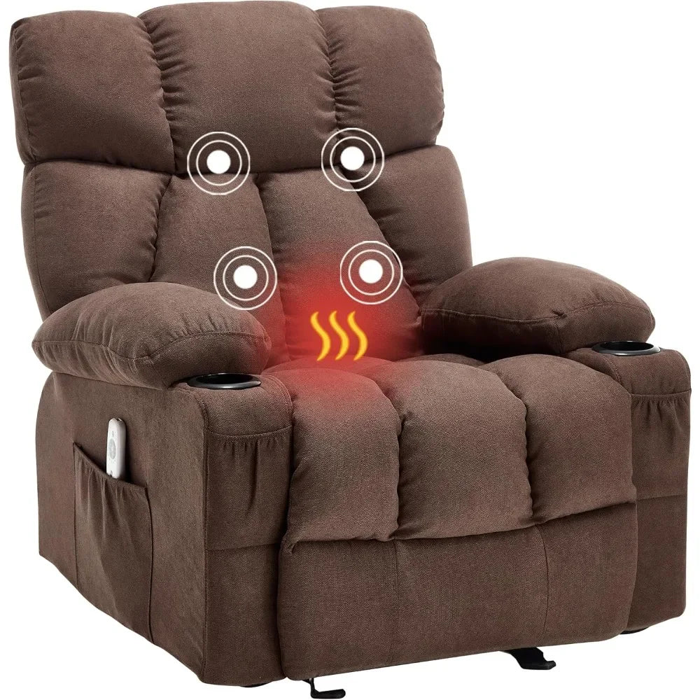 New Best Deal US Shipping Ergonomic Massage Recliner Chair with Heat and Vibration Overstuffed Rocking Lounge Chair with Side Po