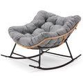 Thick Cushion Rattan Rocking Egg Chair with Straps for Patio Garden Balcony Lawn Backyard Living Room Bedroom 450lbs, Customized