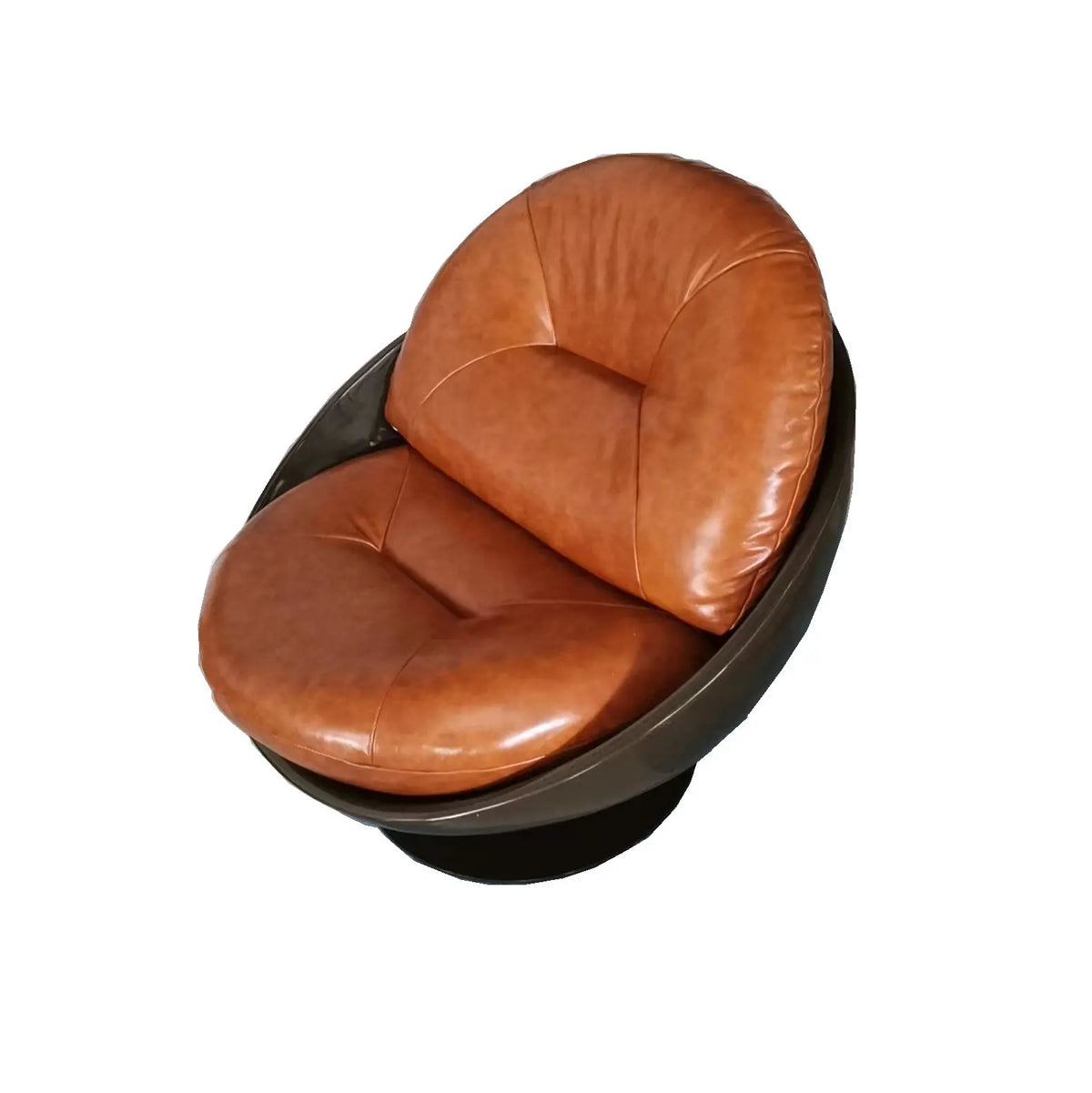 #Italian Luxury Faux Leather Swivel Accent Arm Chair Living Room Fiberglass Round Ball Shaped Lazy Lounge Chair for Hotel Villa