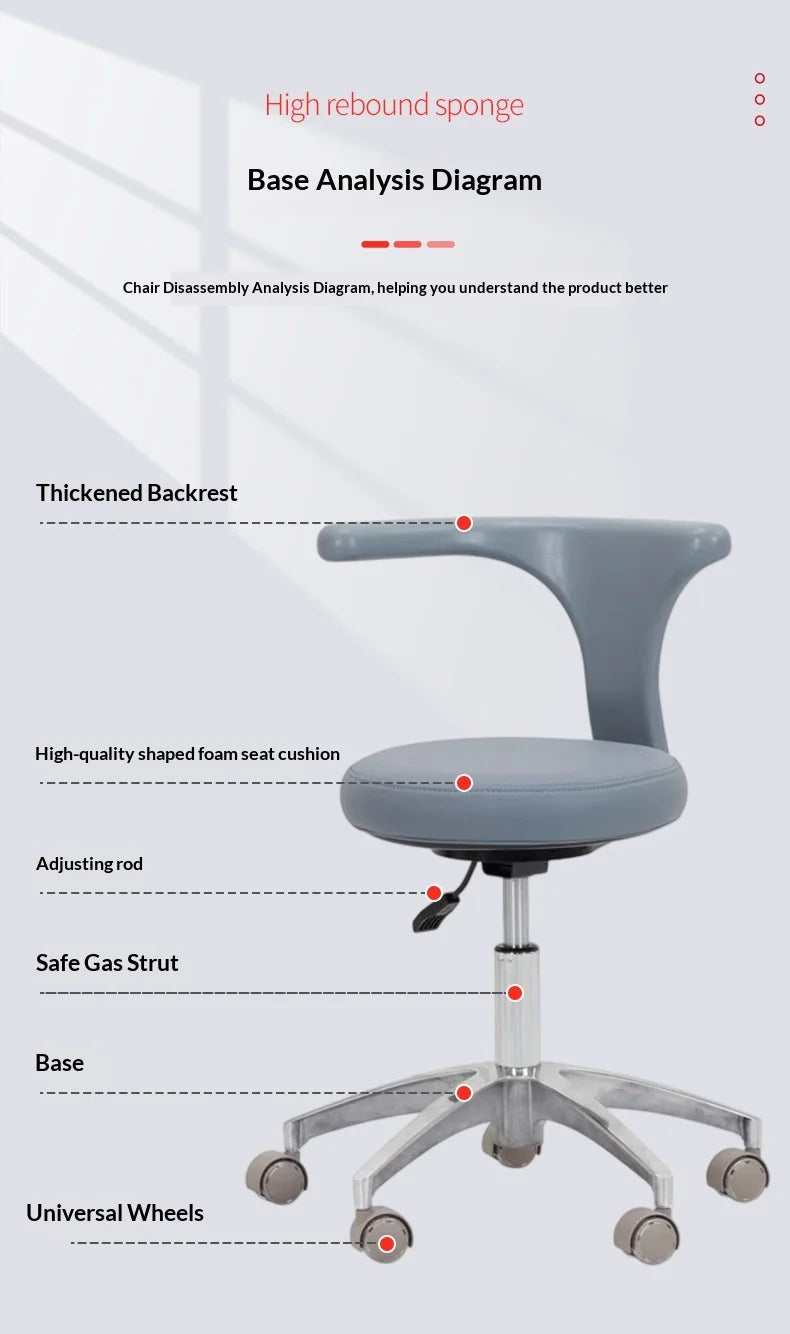 Dental Chair Adjustable Rotating Dental Stool PU Leather Clinic Bar Stool