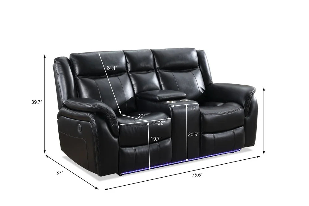 #￥Wholesale Leather Power Reclining Chair Smart Electrical 3+2 Seater Recliner Sofa Couch Set with Dropdown Table LED Cup Holder