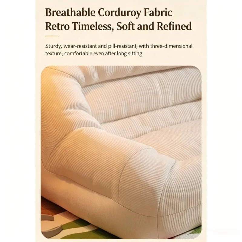 Olive Green Corduroy Bean Bag Sofa – High-Density Filling for Bedroom & Living Room Relaxation