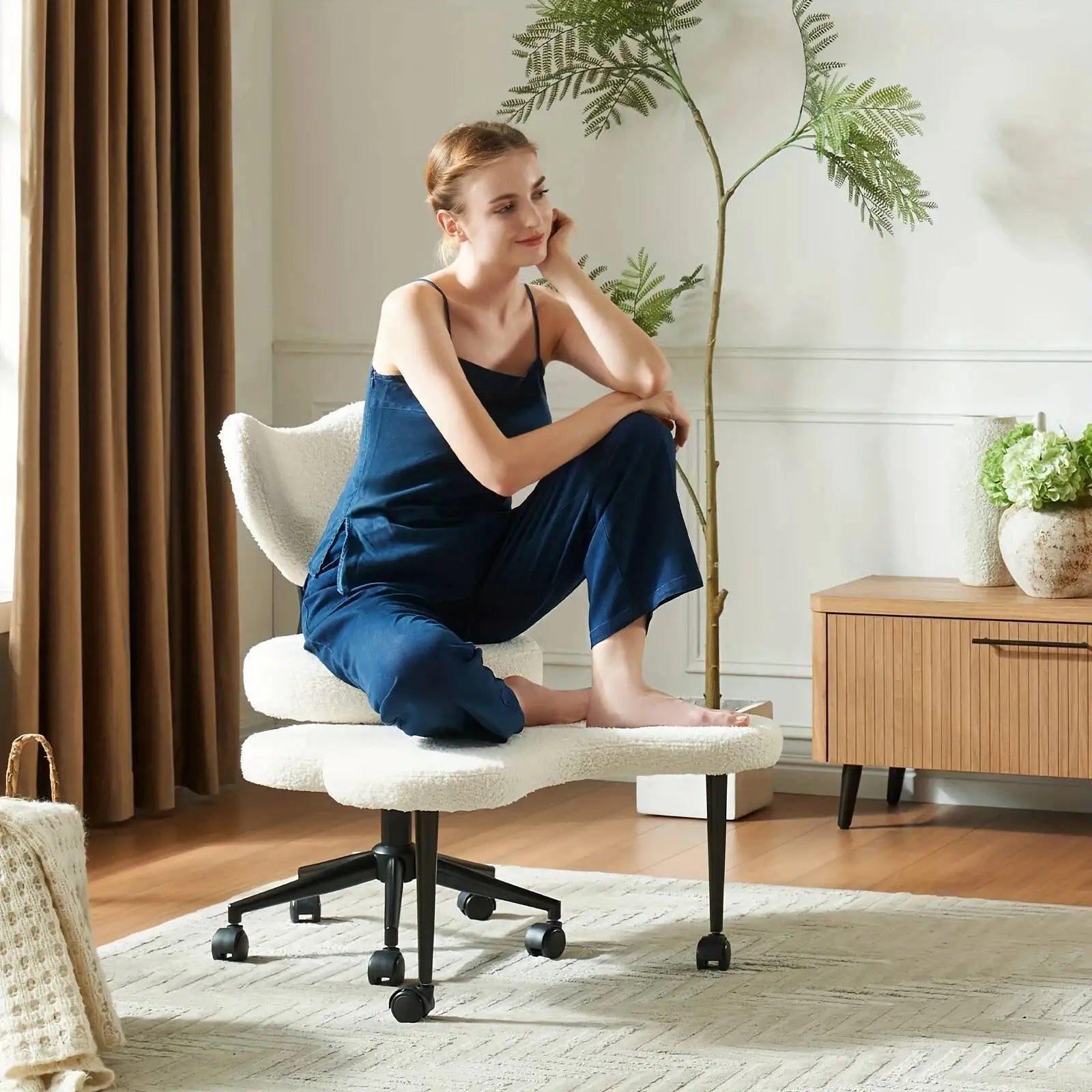 JB Cross Leg Chair - Meditation Chair With Wheels, ADHD Chair, Height Adjustable Seat, Adjustable Footstool