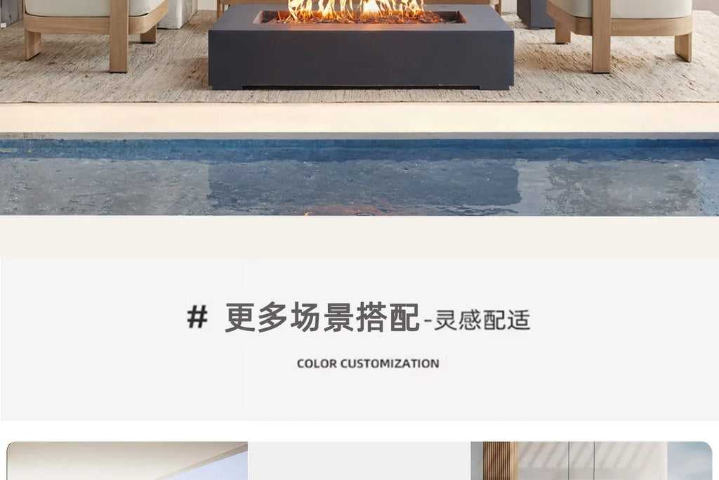 Outdoor Sofa, Teak Wood, Leisure, Waterproof, Sun-Resistant, Suitable For Villas, Courtyards, Hotels, Guesthouses, Balconies, An