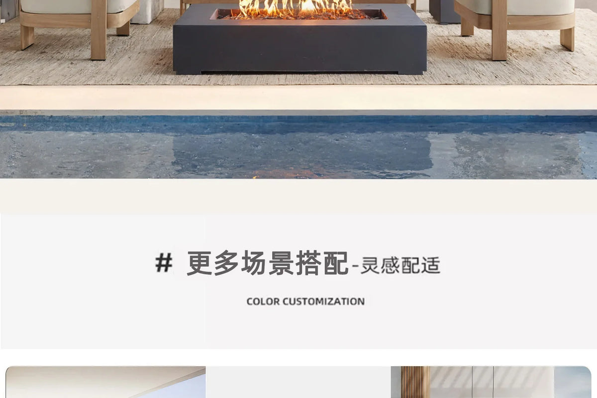 Outdoor Sofa, Teak Wood, Leisure, Waterproof, Sun-Resistant, Suitable For Villas, Courtyards, Hotels, Guesthouses, Balconies, An