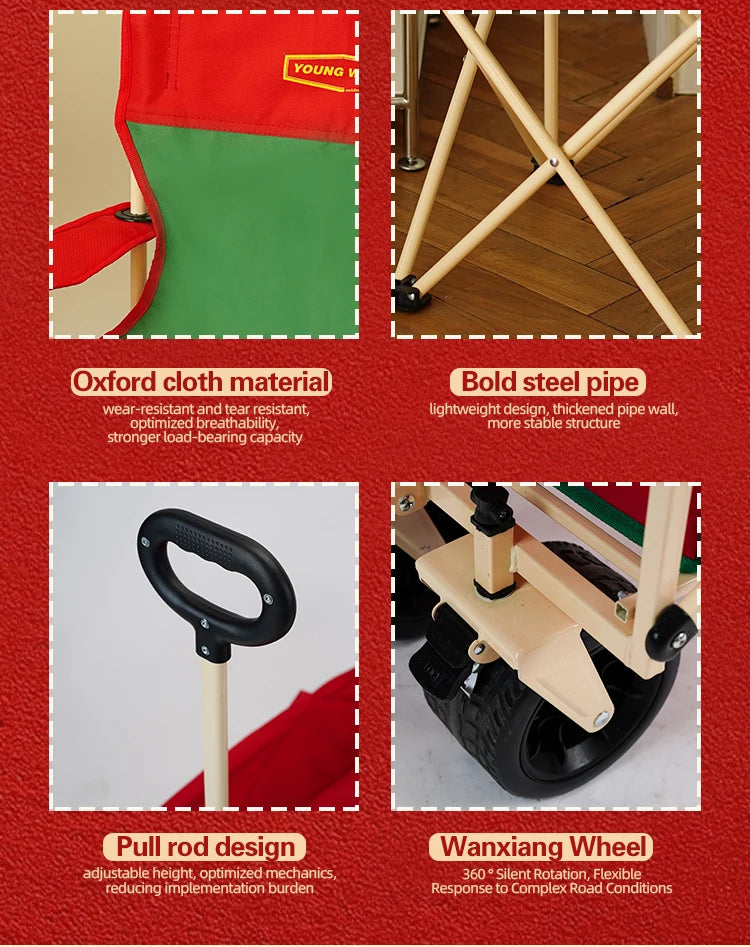 Christmas atmosphere beach stool, convenient camping folding chair camping cart, lightweight Christmas dining chair living chair