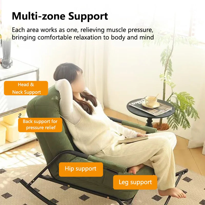 Modern Rocking Chair with Footrest Soft Lounge Chairs for Living Room Bedroom Adjustable Comfort Home Office Relaxing Armchair