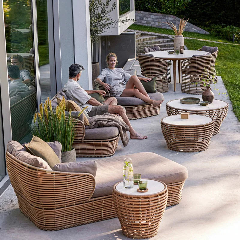 LMM outdoor rattan sofa sun protection waterproof patio balcony garden rattan chair