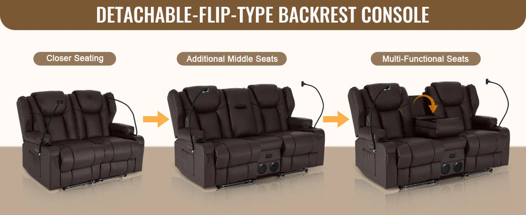 Redlife Loveseat Electric Recliner Sofa for Seniors, Massage & Heat,Dual Motor,350LBS Capacity,Cat-Claw Leather,For Living Room