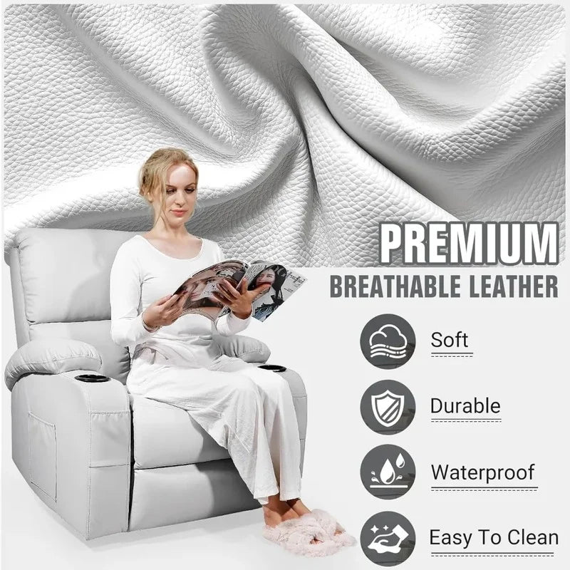 Vibration Massage Recliner Chair with Heat, 360° Swivel Rocking Recliner for Living Room Comfort
