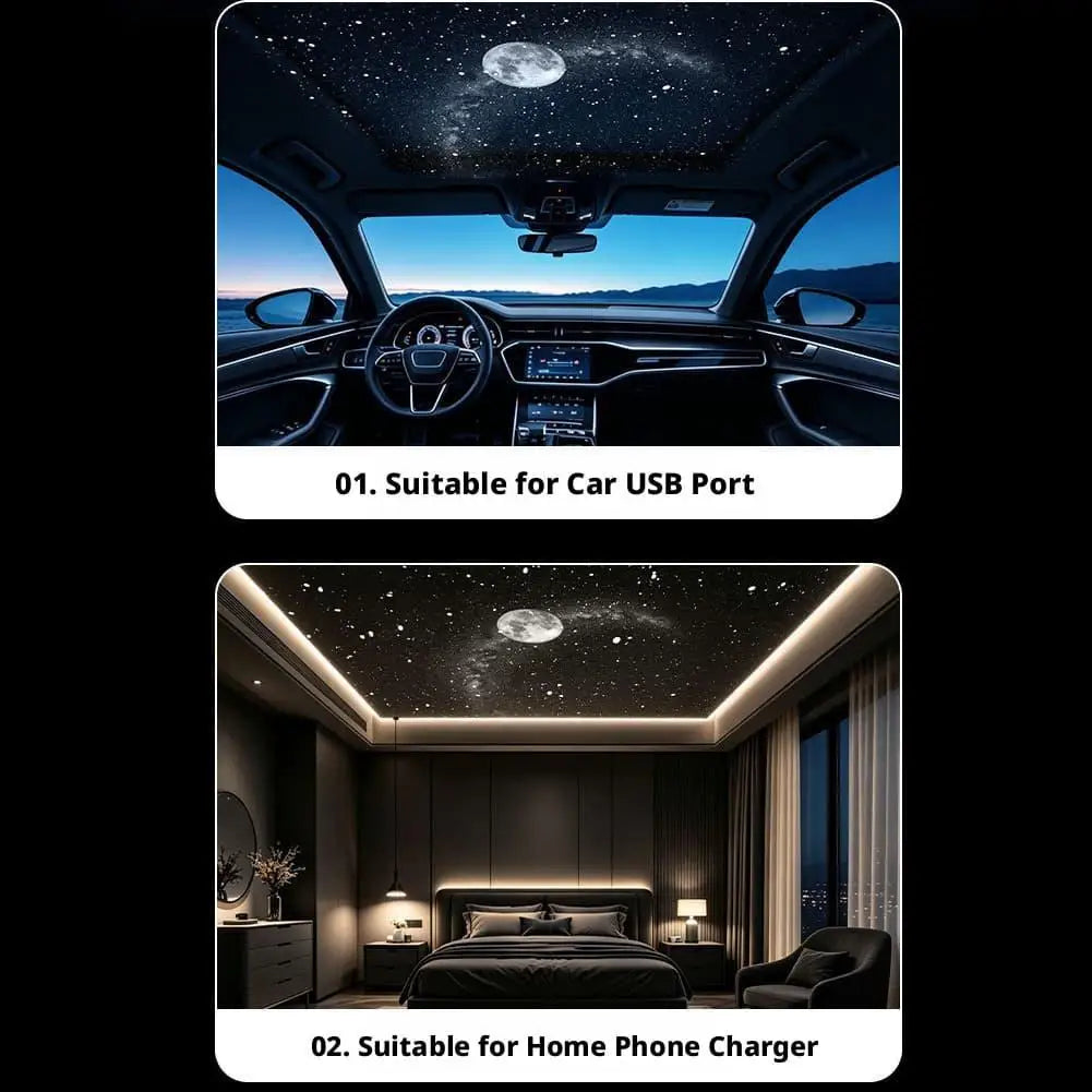 USB Mini Galaxy Projector Night Light Starry Sky Ambient Lamp 360° Rotate Touch Control Car Interior Bedroom Atmosphere Light