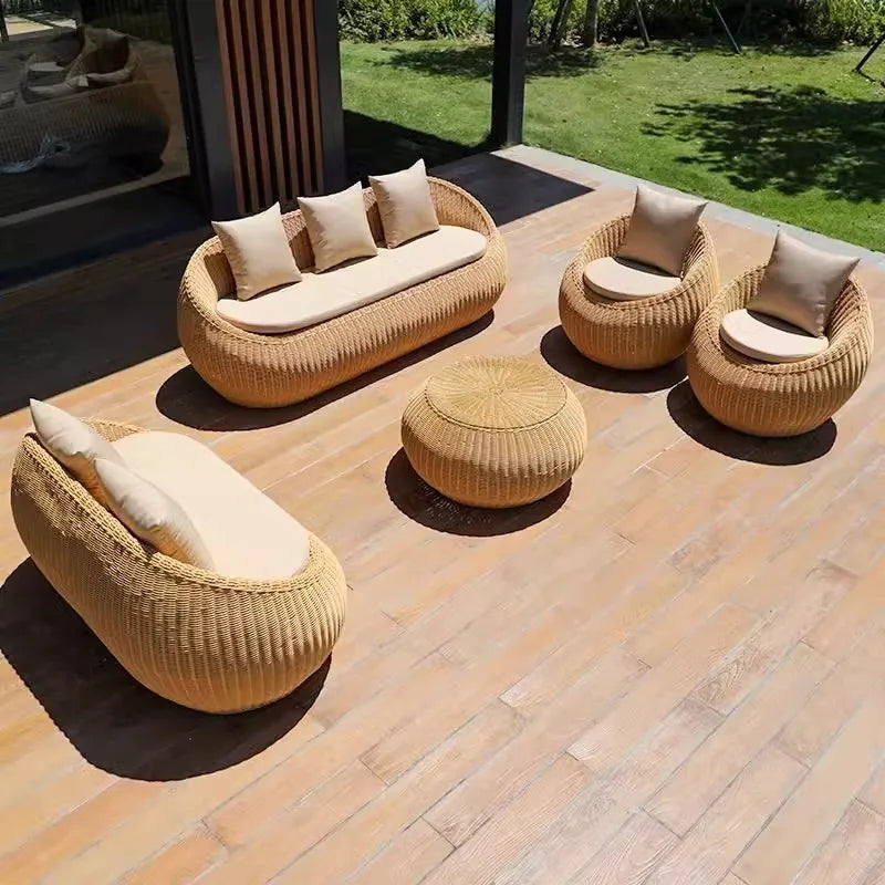 Modern outdoor rattan sofa set for garden patio furniture
