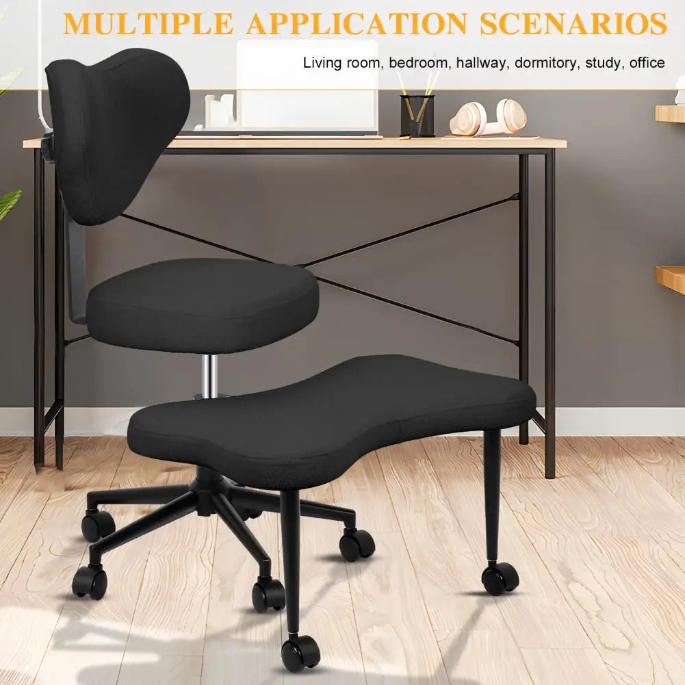 Meditation Yoga Chair with Back Support Cross Legged Office Chair with Wheels Criss Cross Desk Kneeling Chair for Home Yoga
