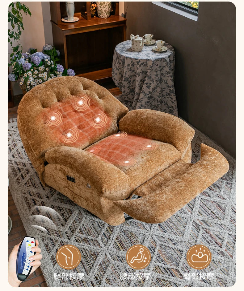 Massage Heating USB Sofa Luxury RotatableVoice Control Single Small Chaise Couch Lounge Modern Velvet Divano Soggiorno Furniture