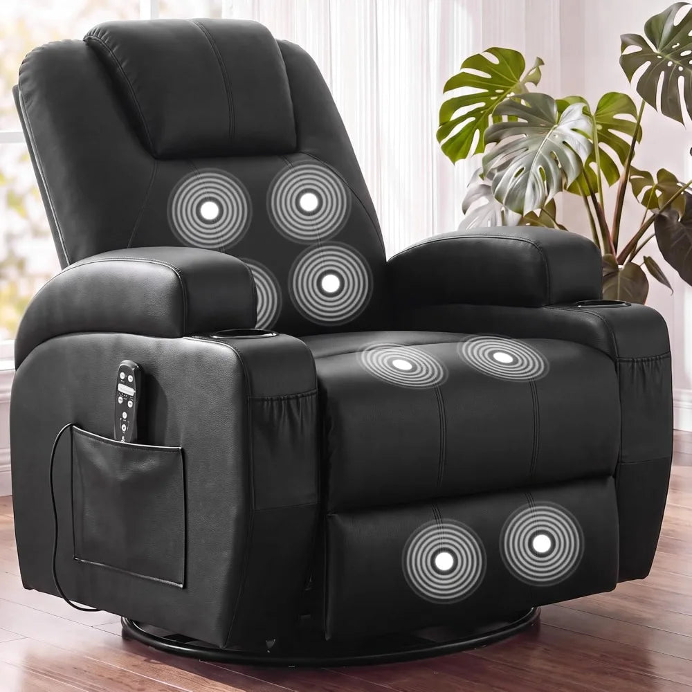 360° Swivel Rocker Recliner Chair,Massage Function,Comfy Single Sofa For Adults, Custom