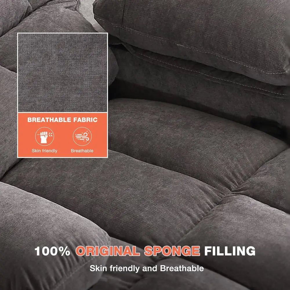 Massage Swivel Recliner Chair with Vibration Massage and Lumbar Heating for Adults, Oversized Rocker Recliner Sofa with Side Poc