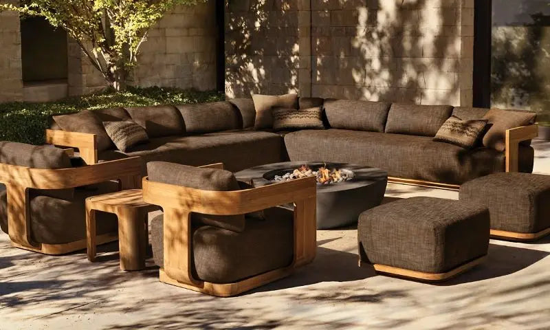 Modern design teak outdoor garden furniture durable extra thick cushion garden sofa