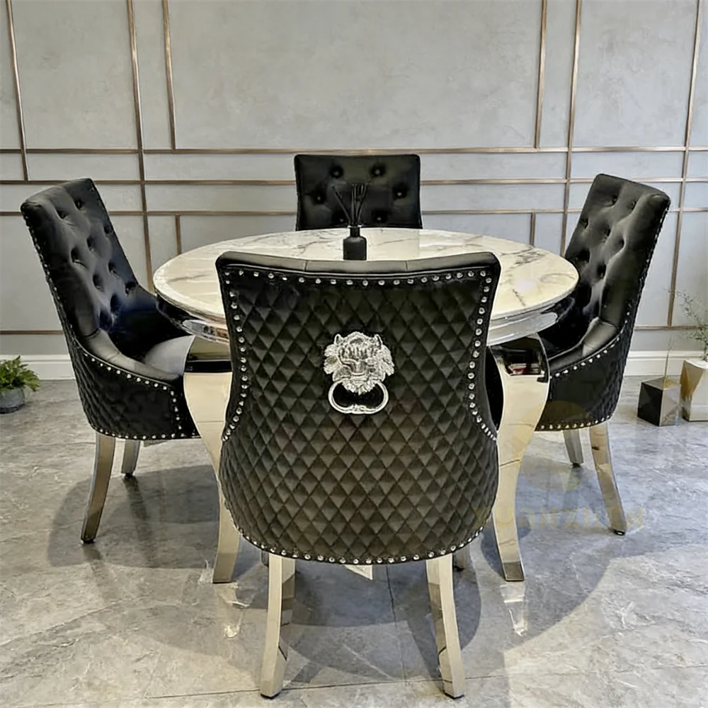 # Furniture Cheap Modern Elegant Dining Table Set 4 Chairs Marble