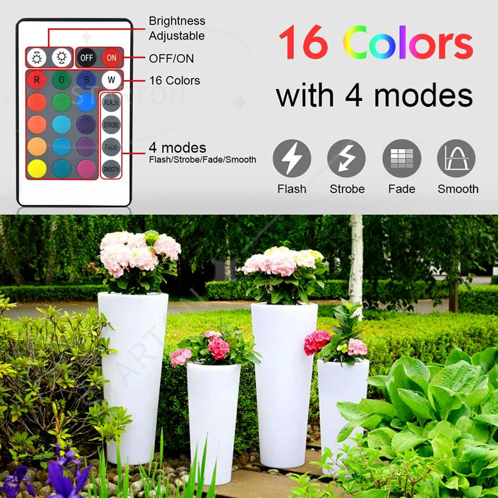 Solar-Charged Large Glowing LED Garden Light Illuminated Outdoor Flower Pot Planter for Home Planter Solar Outdoor Illuminated