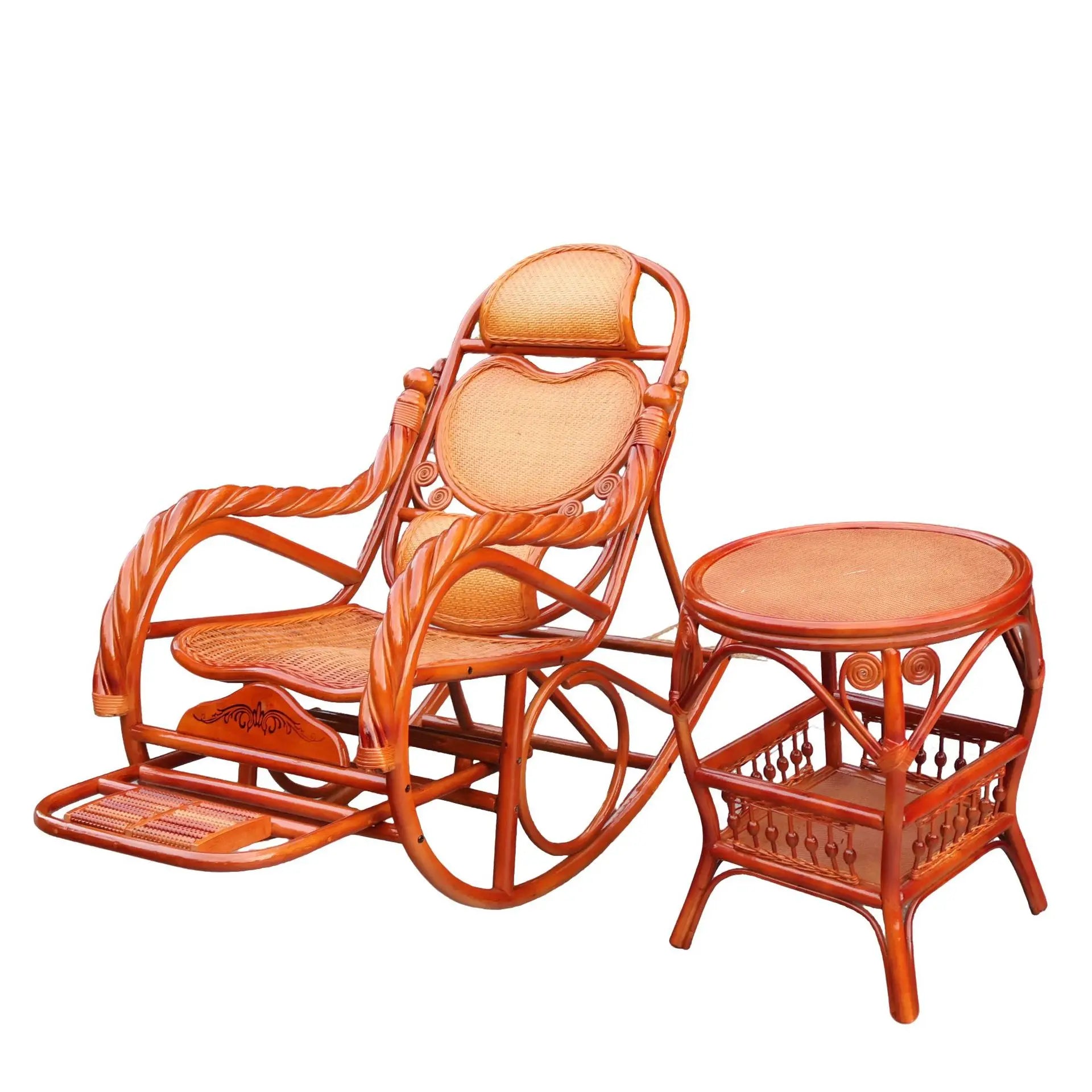 Home Balcony Leisure True Vine Elderly Rocking Chair Reliable Back Braided Rattan Chair Living Room