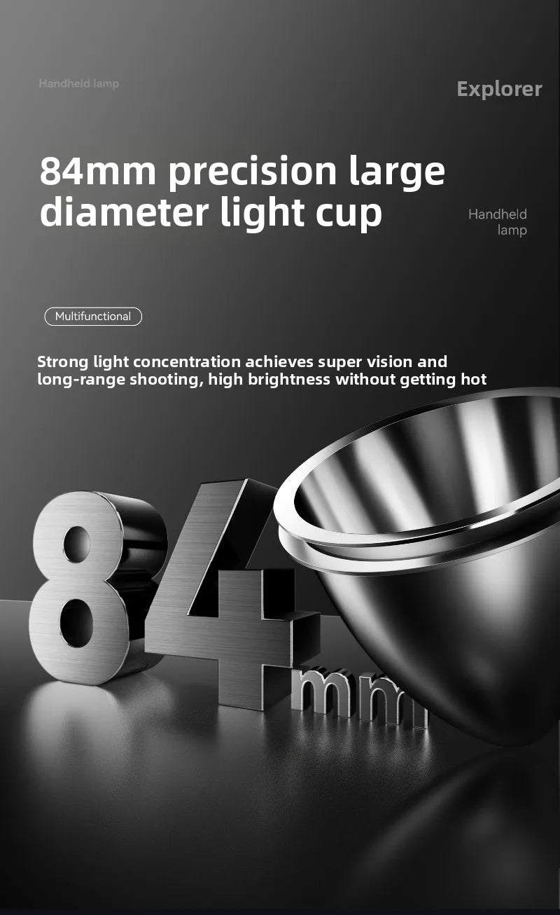 Rechargeable High Lumen LED Flashlight Large Capacity Battery Long Runtime Portable Outdoor Torch For Night Insect Catching