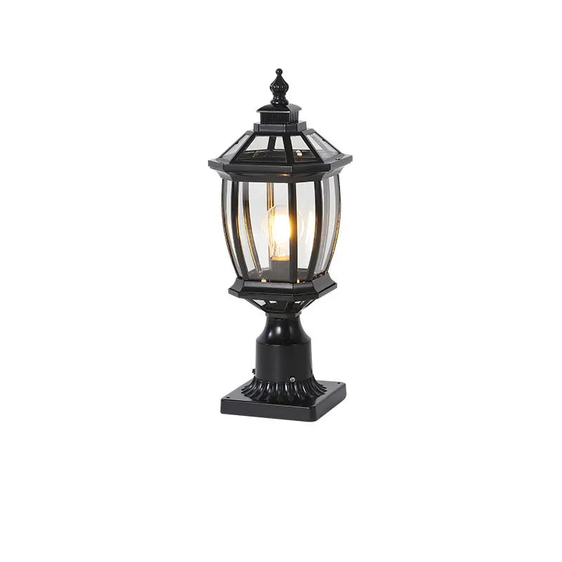 Waterproof Gold Garden Landscape Column Light Outdoor Door Post Porch Light with Glass for Villa Decor