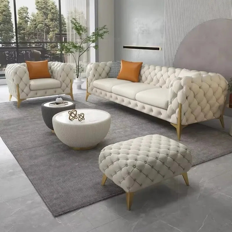 Light luxury soft bag buckle living room combination sofa simple high-end sofa