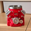 Retro Engine Coffee Mug Double Wall V8 Engines Stainless Steel Cup with Handle Realistic Design Insulatio Christmas Gift for Men