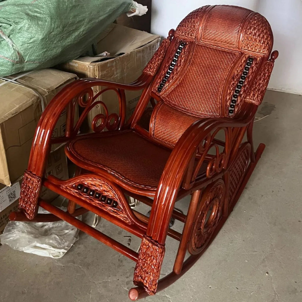 PYH pure natural true rocking chair adult rocking chair elderly rattan balcony household strong free rattan chair