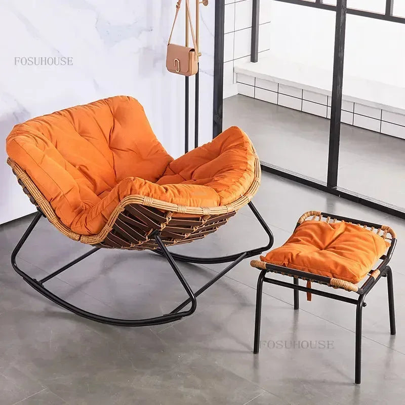Nordic Lazy Living Room Chairs Home Balcony Rocking Chairs Reclining Sofas Rattan Sofa Leisure Rocking Chair Home Furniture
