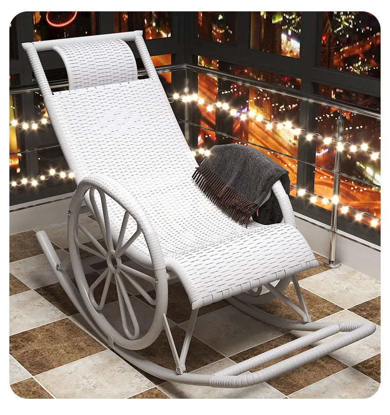 Rocking chair rattan chair adult nap recliner living room balcony lazy chair small rocking elderly leisure rocking