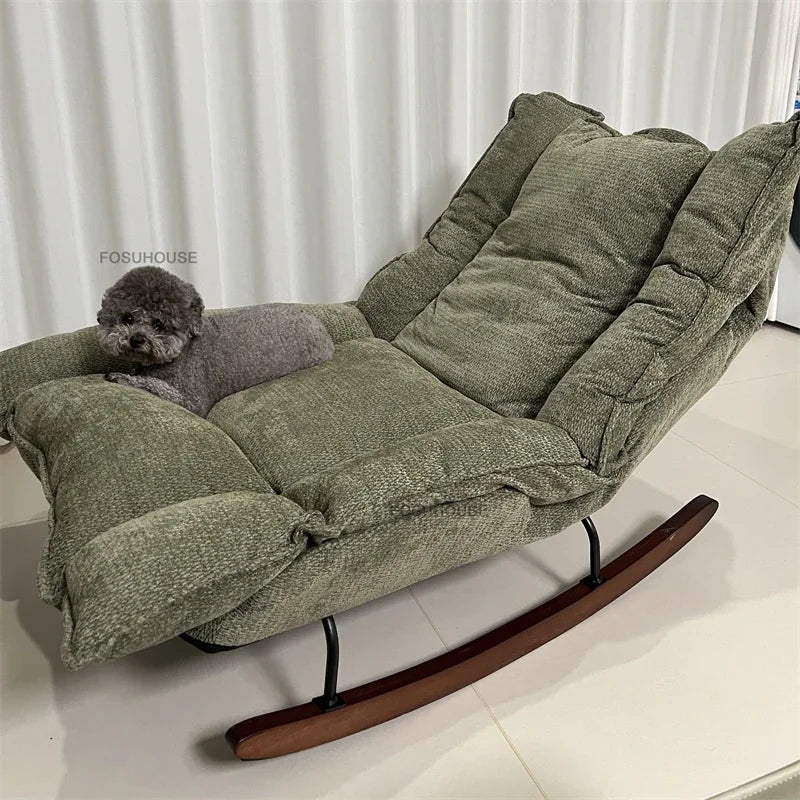 Space Saving Folding Rocking Chair Single Sofa Recliner Living Room Chair Balcony Home Leisure Nap Adjustable Cozy Lounge Chair