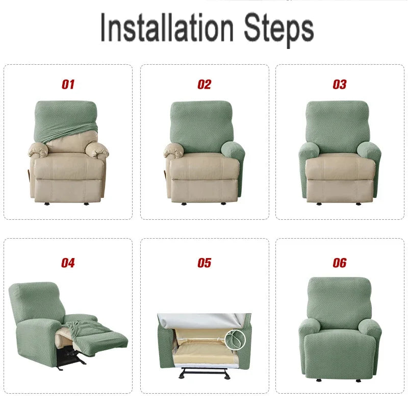 Jacquard Stretch Recliner Sofa Covers Elastic Split Armchair Chair Cover Non-Slip Chairs Slipcovers for Living Room