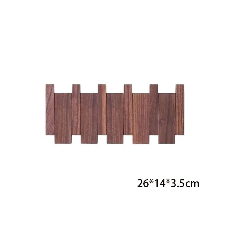 1PC Wall Mounted Black Walnut Coat Rack Solid Wood Clothes Hook Dropshipping Entrance Door Hanger Coat Rack Home Decor Furniture