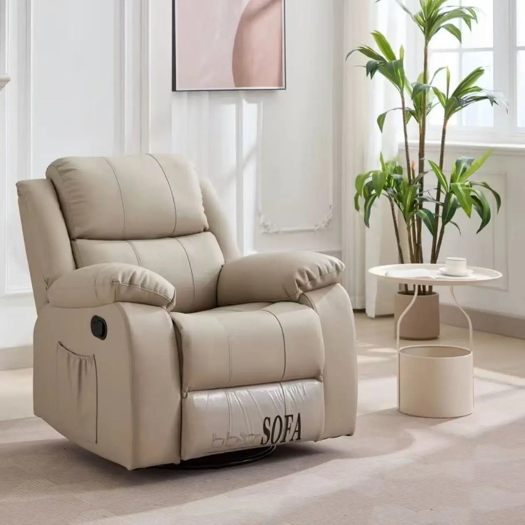 #@Modern Multifunction Electric Leather Recliner Sofa Recliner Sofa With Adjustable Backrest Swirling Single Sofa Chair