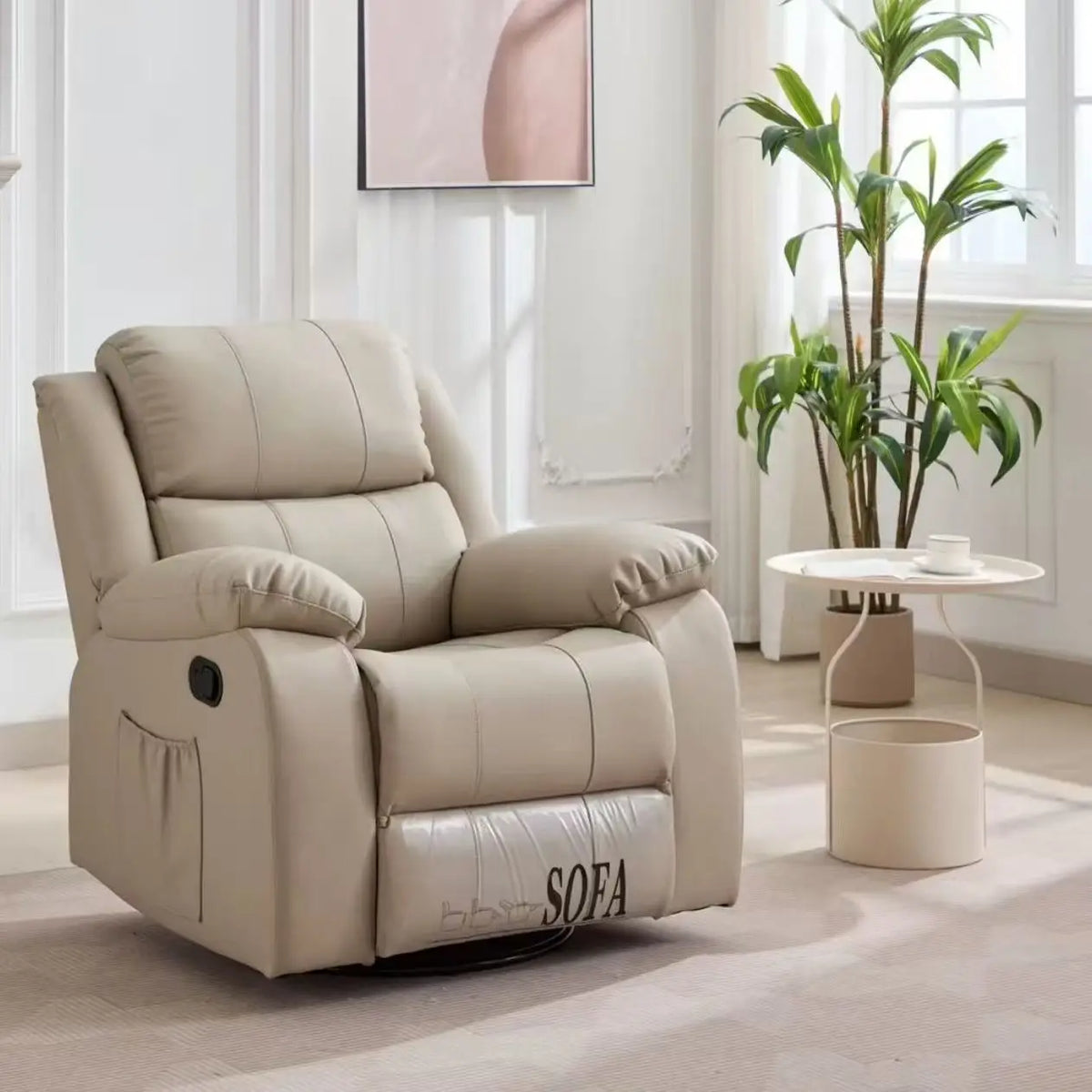#@Modern Multifunction Electric Leather Recliner Sofa Recliner Sofa With Adjustable Backrest Swirling Single Sofa Chair