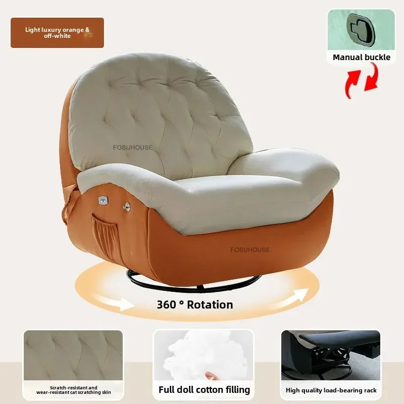 Modern Fabric Living Room Sofas Designer Living Room Furniture Leisure Lazy Sofa Bed Rocking Chair Nordic Home Rotating Recliner