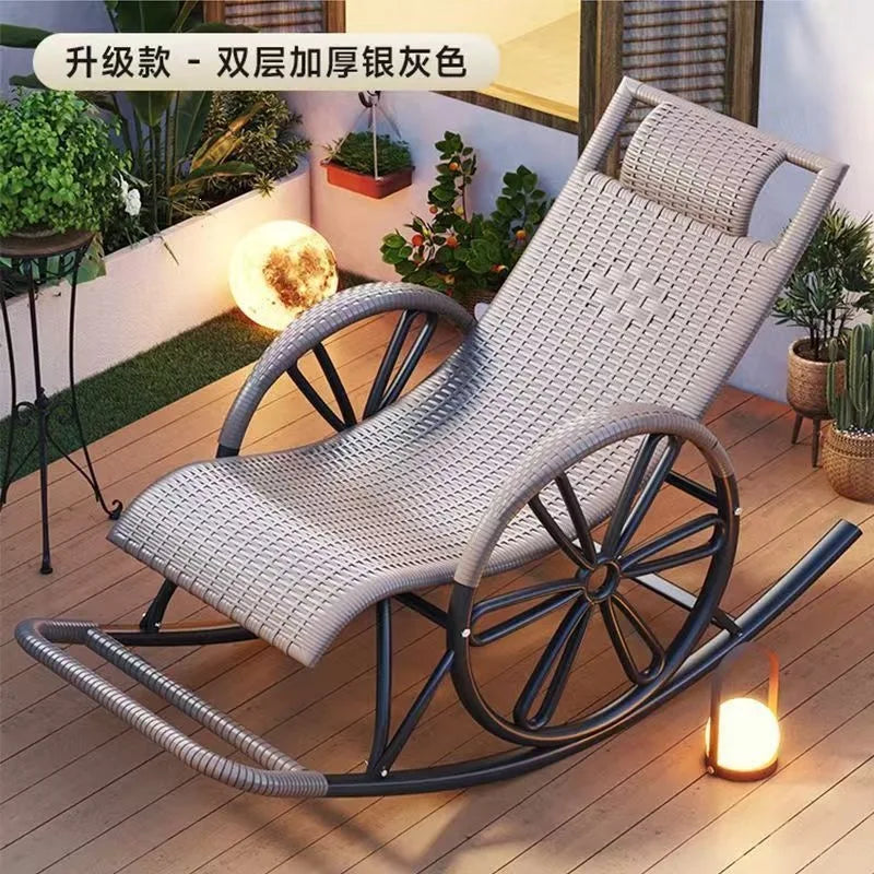 Rocking  Reclining Chair Adult Rattan Lunch Break Balcony Home Leisure Sleeping Living Room Elderly Free Chair