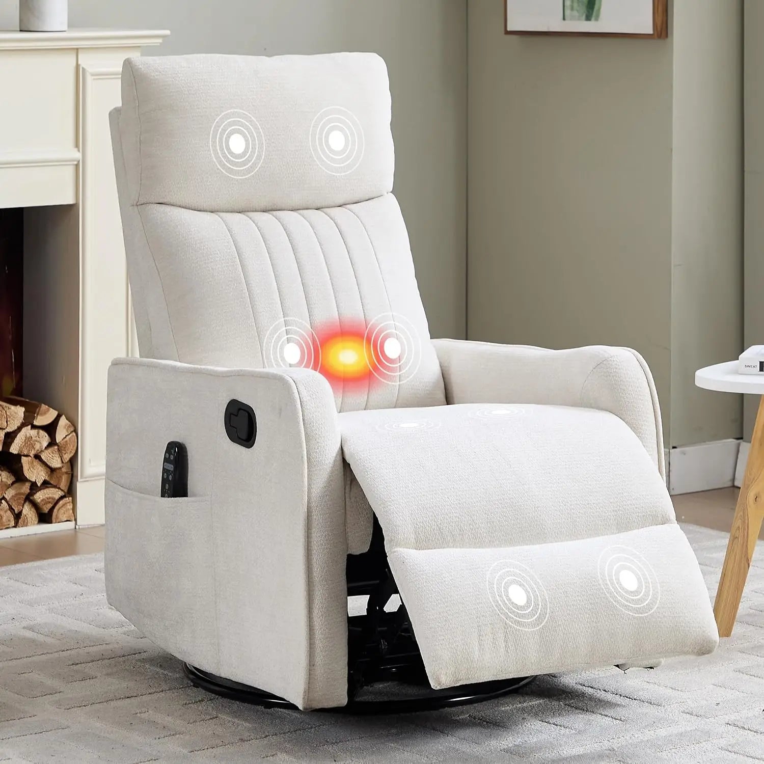 Manual Swivel Rocker Recliner Chair for Adults, Overstuffed Reclining Glider Chair for Nursing with Vibration Massage &, Custom