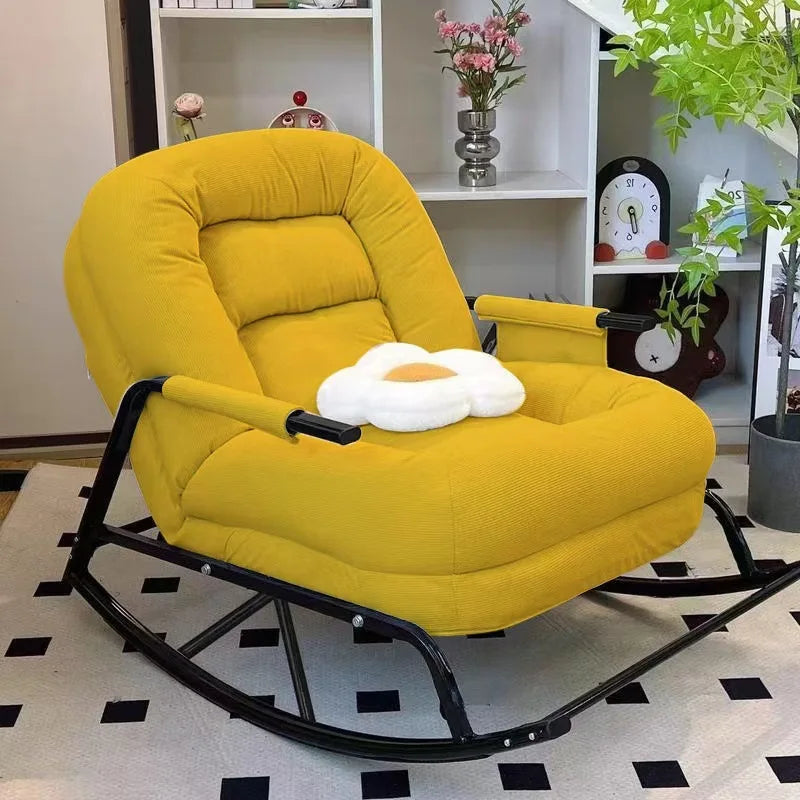 Modern Rocking Chair with Footrest Soft Lounge Chairs for Living Room Bedroom Adjustable Comfort Home Office Relaxing Armchair