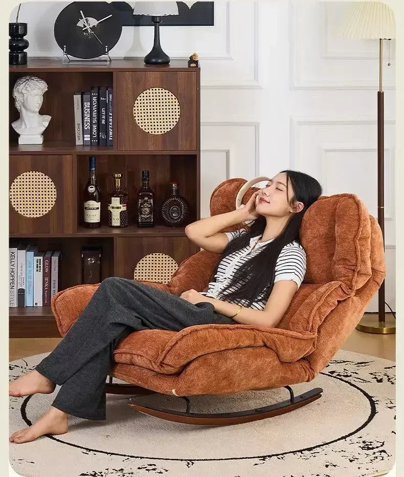 Rocking chair Lazy sofa Adjustable folding single sofa chair Home leisure bedroom Balcony lunch break recliner