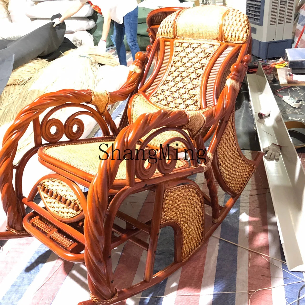 FG good-looking  woven natural rattan rocking chair rattan art furniture rattan products
