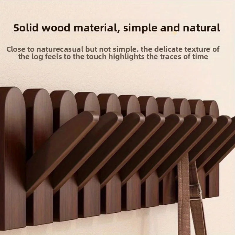 Piano Key Hanging Rack - Wall-Mounted Wooden Hook with Multiple Compartments for Clothes, Hats, Bags, Entryway Organizer