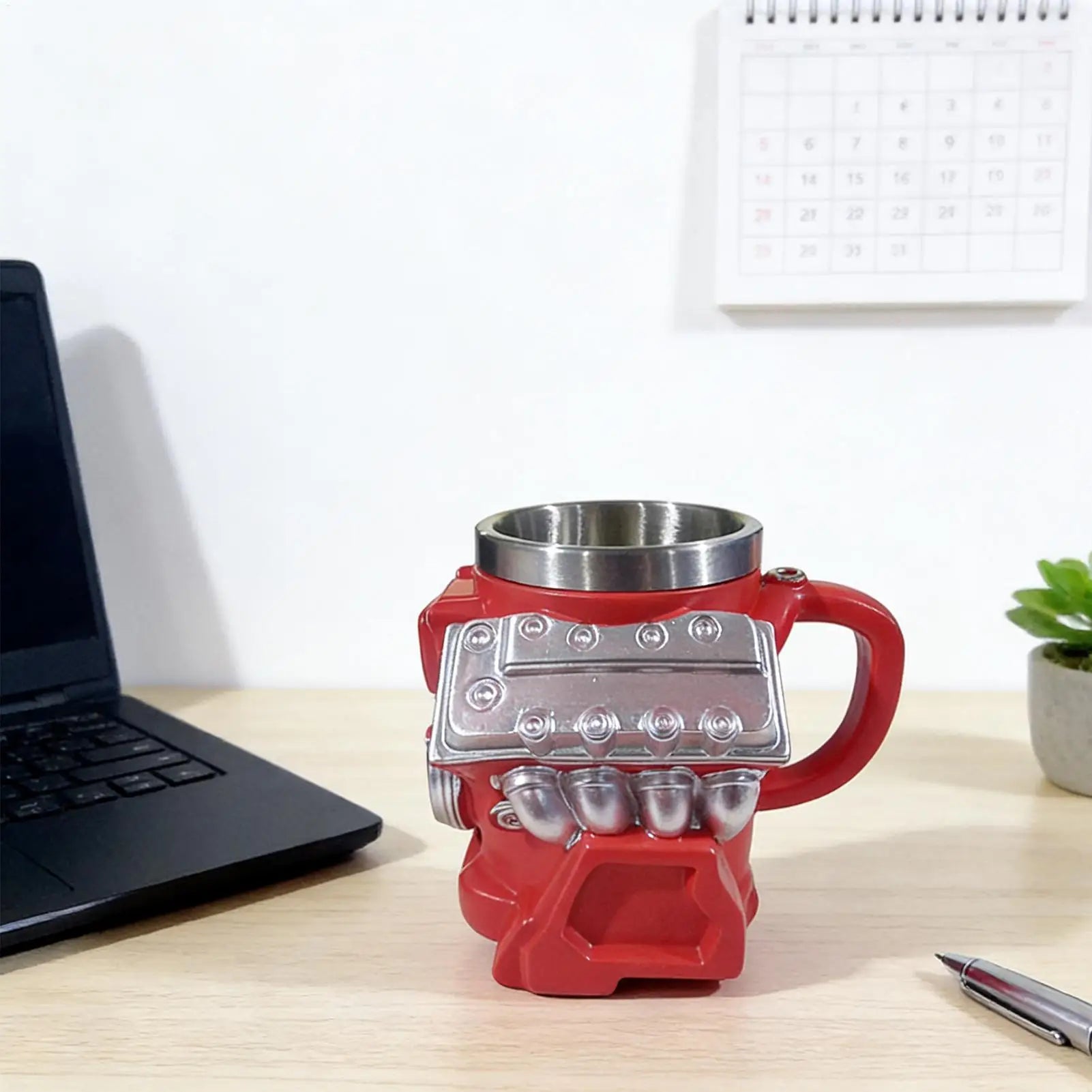 V8 Engine Mug Art Decoration Mug Milk Cup for Adult Men Car Enthusiasts Lover Mechanics Kitchen Office Travel Coffee Water
